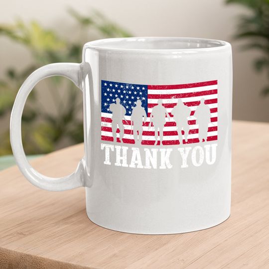 Patriotic American Flag Thank You Girls Boys Coffee Mug