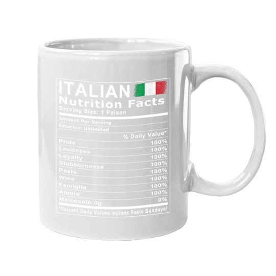 Italian Nutrition Facts Coffee Mug