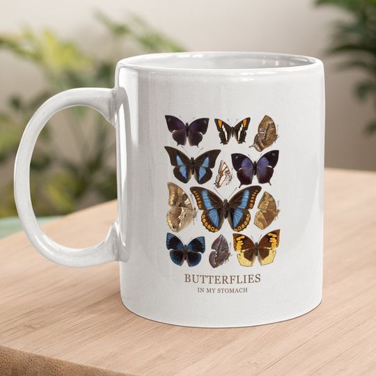 Meladyan Women’s Butterfly Printed Graphic Loose Mug Short Sleeve Round Neck Loose Coffee Mug Tops