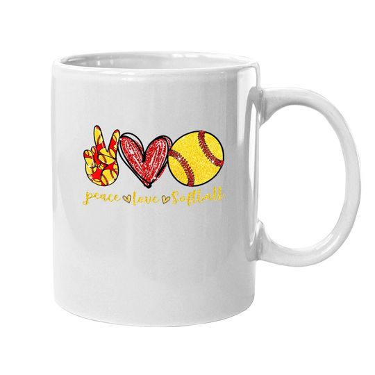 Peace Love Softball Cute Softball Lovers Gifts Coffee Mug