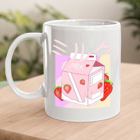 Japanese Kawaii Strawberry Milk Shake Carton Coffee Mug