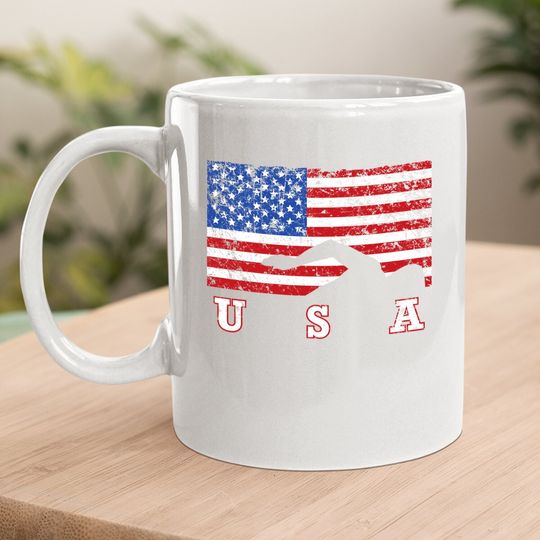 American Flag Swimming Usa Coffee Mug