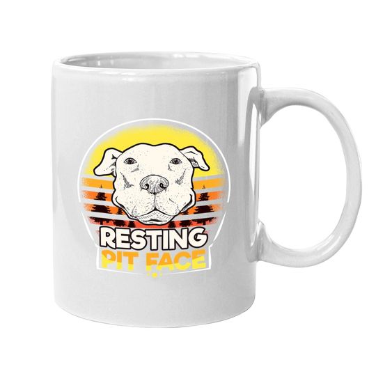 Resting Pit Face Vintage Coffee Mug Pitbull Dog Beach