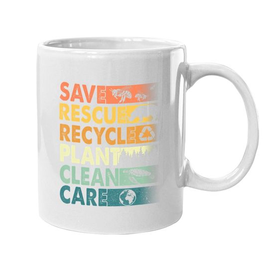 Earth Day Save Bees Rescue Animals Recycle Plastics Coffee Mug