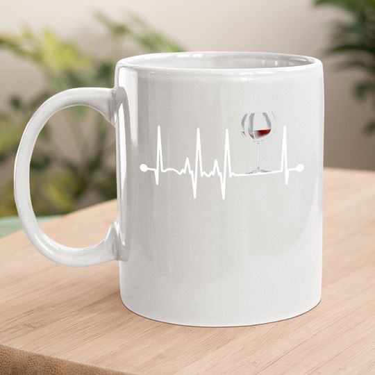 Wine Heartbeat Wine Drinker Lover Tasting Gift Wine Glass Coffee Mug