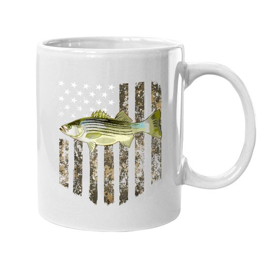 American Flag Striped Bass Fishing Coffee Mug