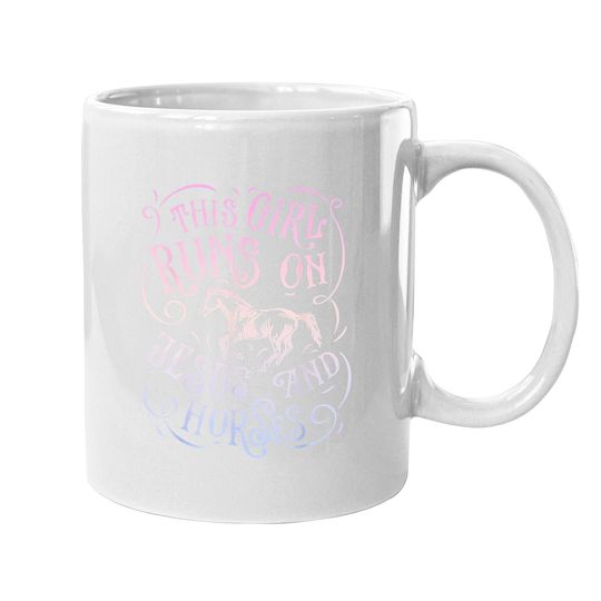 This Girl Runs On Jesus And Horses Horse Riding Equestrian Coffee Mug