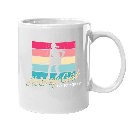 Retro Hockey Girl Hockey Player Gift Field Hockey Ice-hockey Coffee Mug