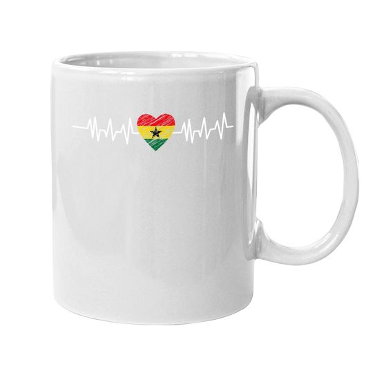 Ghana Heartbeat Pulse Ghana Flag I Love Ghana Coffee Mug
