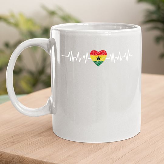 Ghana Heartbeat Pulse Ghana Flag I Love Ghana Coffee Mug