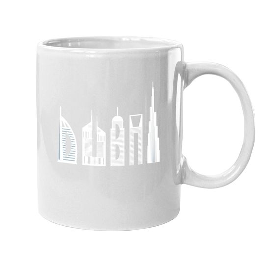 Dubai Skyline Souvenir Famous Buildings Typography Coffee Mug
