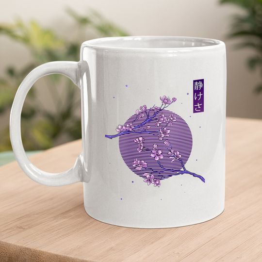 Aesthetic Vaporwave Japanese Blossom Calmness Cherry Flower Coffee Mug