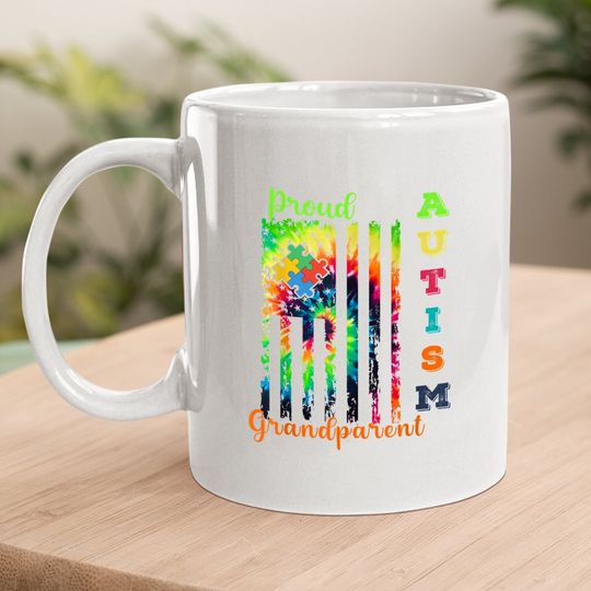 Proud Autism Grandparent Tie-dye Awareness Warrior Coffee Mug