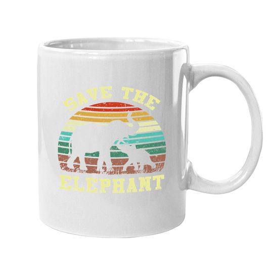Retro Save The Elephants Coffee Mug