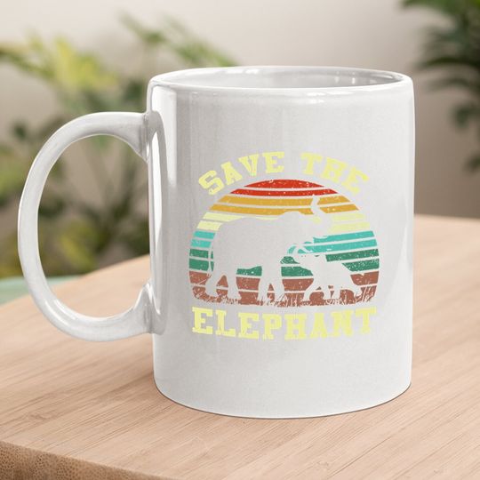 Retro Save The Elephants Coffee Mug
