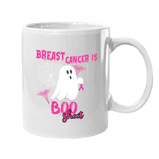 Breast Cancer Is Boo Sheet Pink Ribbon Ghost Spiderweb Coffee Mug