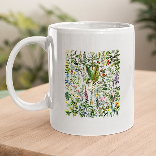 Vintage Flower Coffee Mug, Flower Coffee Mug, Plant Coffee Mug, Gardening Coffee Mug