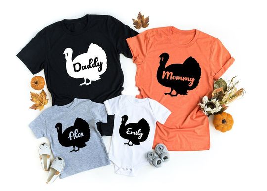 Turkey FamilyThanksgiving Day Custom T-Shirt