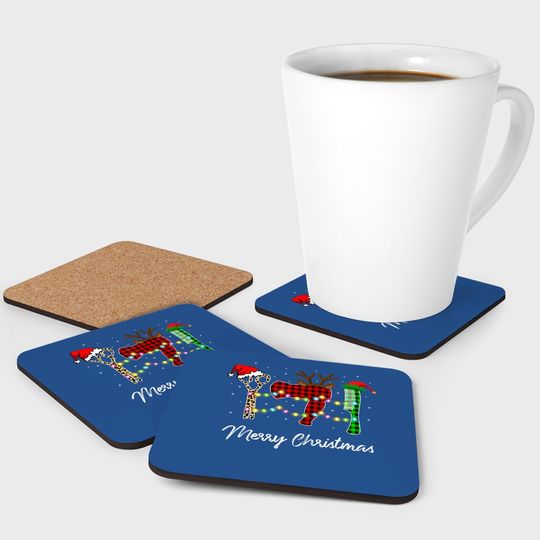 Merry Christmas Hairstylist Red Plaid Coasters