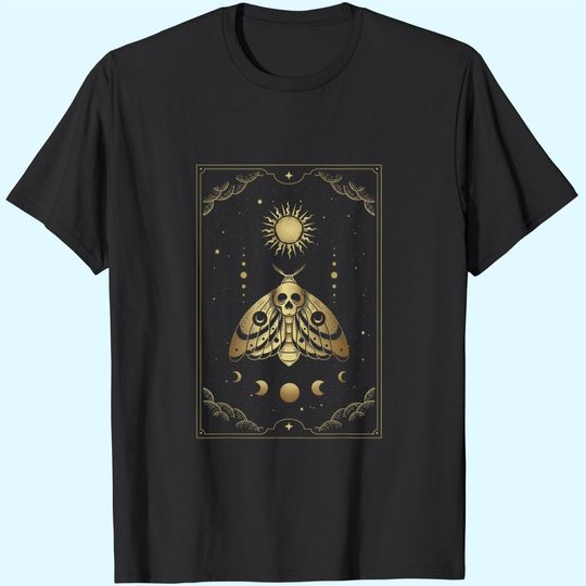 Death Moth And Ornament Of Moon And Sun Phases Tarot Card T-Shirt