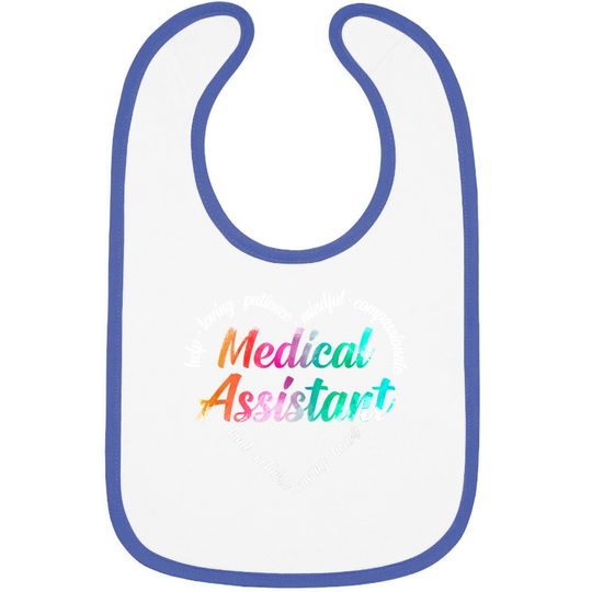 Medical Assistant Heart Word Cloud Watercolor Rainbow Baby Bib