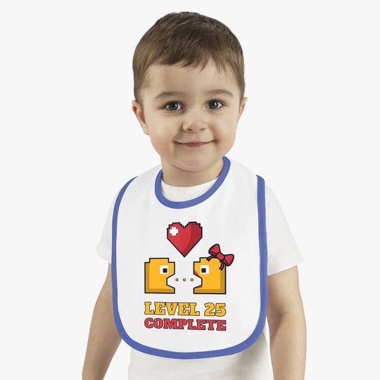 Funny Gamers Level 25 Complete 25th Wedding Anniversary Baby Bib