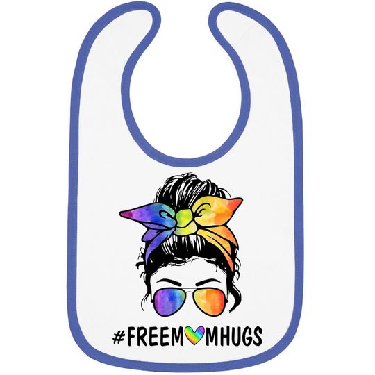 Ph Free Mom Hugs Messy Bun Lgbt Pride Rainbow Baby Bib