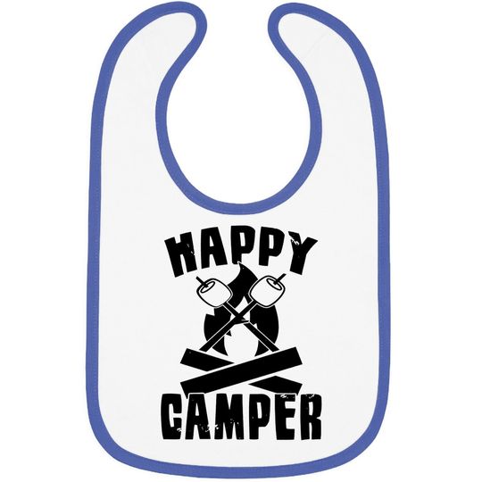 Happy Camper Baby Bib Funny Camping Cool Hiking Graphic Vintage Bib 80s Saying