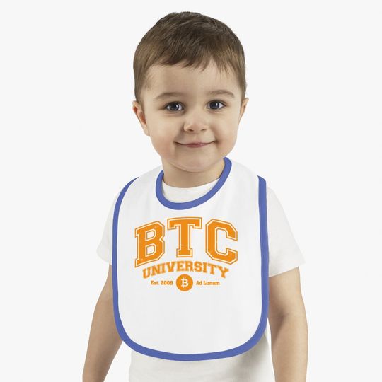 Btc University To The Moon, Funny Distressed Bitcoin College Baby Bib