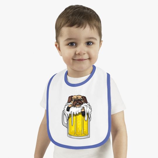 Pug Dog Beer Drinking Party Funny Premium Baby Bib