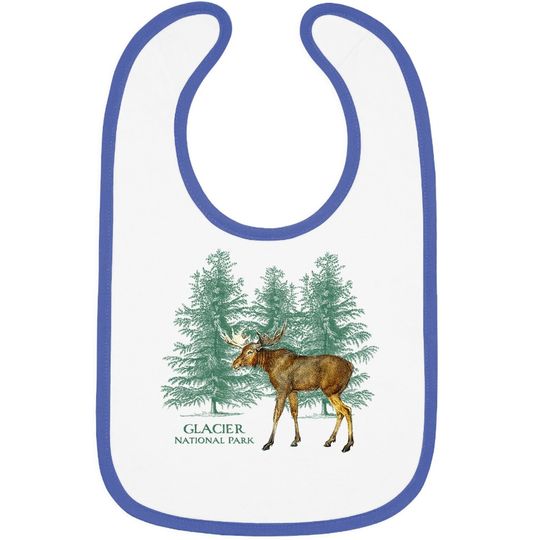 Glacier National Park Montana Moose Trees Vintage Look Baby Bib