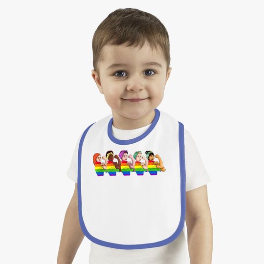 Human Rights Baby Bib Rainbow Lgbtq Pride Rosie Riveter Baby Bib