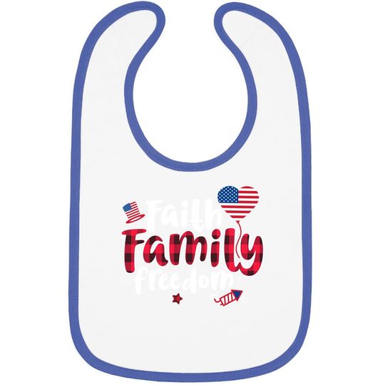 Faith Family Freedom Baby Bib 4th Of July Buffalo Plaid Gift