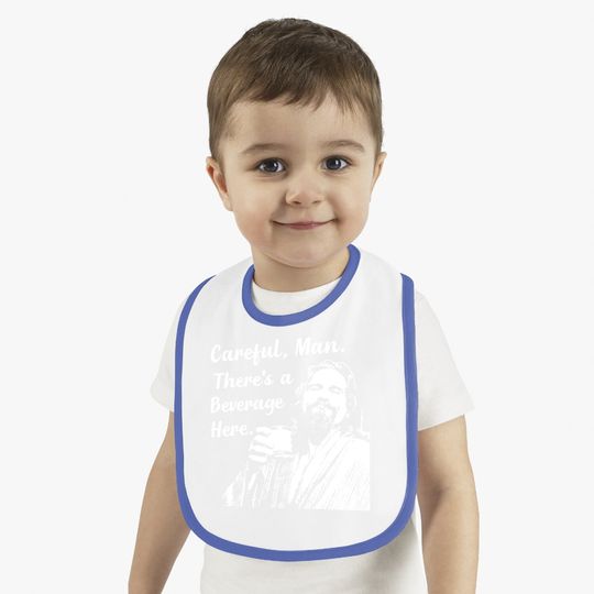 Big Lebowski Baby Bib Funny Movie Quote Bib Vintage 90s The Dude Abides Careful Man There's A Beverage Here