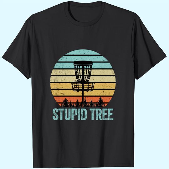 Disc Golf Funny Stupid Tree Retro T-Shirt