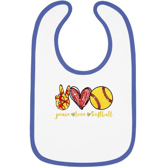 Peace Love Softball Cute Softball Lovers Gifts Baby Bib