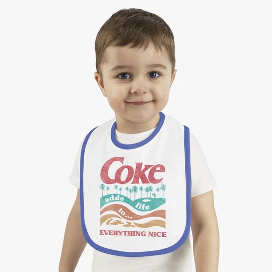 Retro Coke Adds Life Surf And Sun Graphic Baby Bib