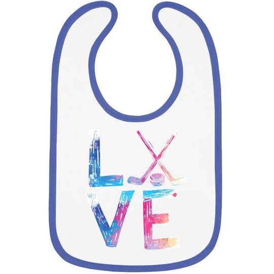 Love Ice Hockey Girls Hockey Gifts Ice Hockey Baby Bib
