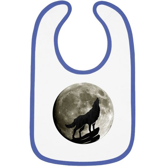 Howling Wolf Midnight Full Moon Wildlife Nature Animal Baby Bib