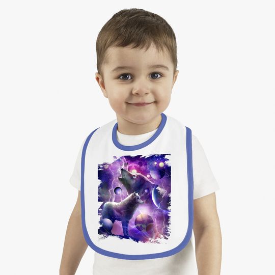 Cosmic Wolf Howling At Moon In Spacet Baby Bib