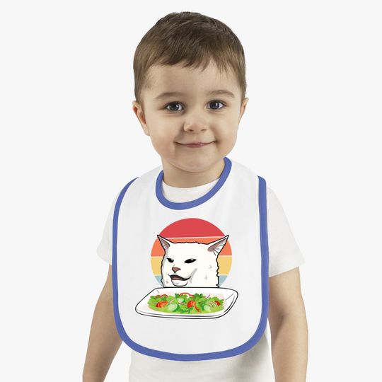 Angry Yelling At Confused Cat At Dinner Table Meme Baby Bib