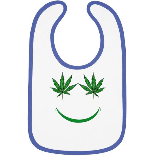 Pot Leaf Smiley Face Weed Baby Bib
