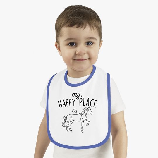 My Happy Place - Horse Lover Equestrian Horseback Rider Baby Bib