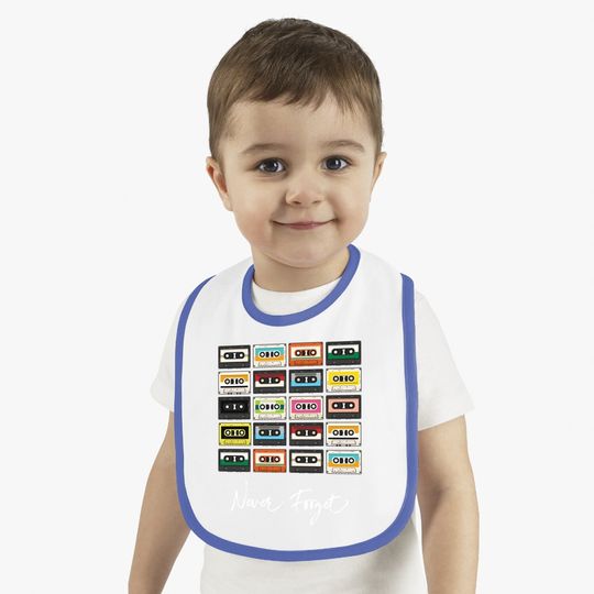 Cassettes Tapes Colorful Never Forget Retro Vintage Baby Bib