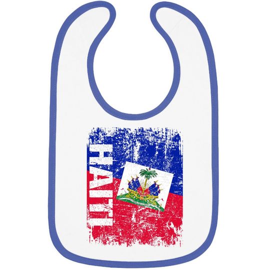 Haiti Flag Vintage Distressed Baby Bib