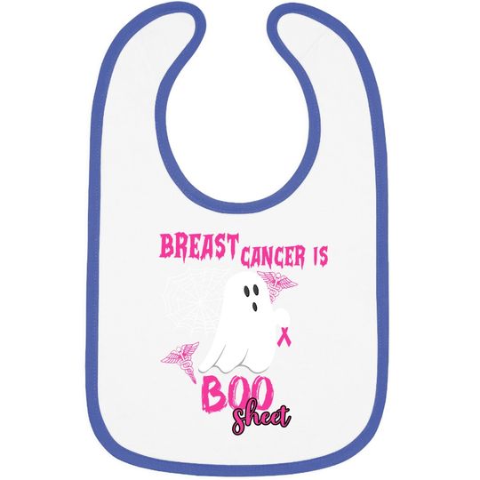 Breast Cancer Is Boo Sheet Pink Ribbon Ghost Spiderweb Baby Bib