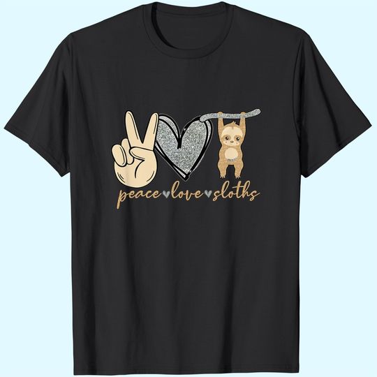 Discover Peace Love Heart Sloth T Shirt