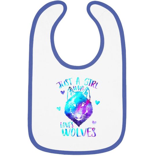 Just A Girl Who Loves Wolves Themed Galaxy Space Wolf Baby Bib
