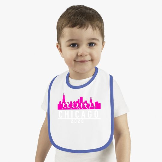 Chicago Skyline Runners Baby Bib