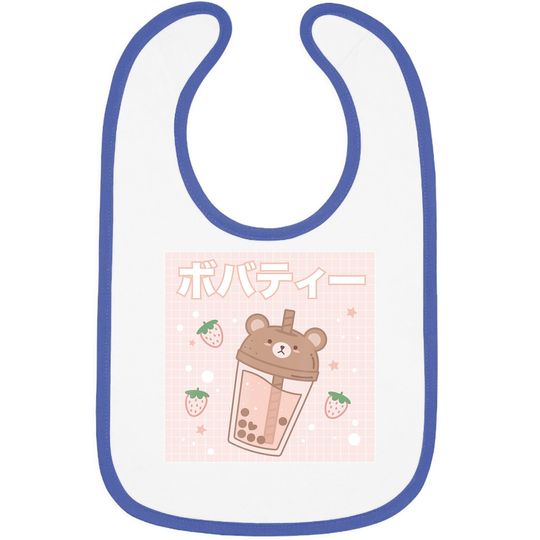 Bubble Milk Tea Boba Cute Bear Kawaii Aesthetic Baby Bib